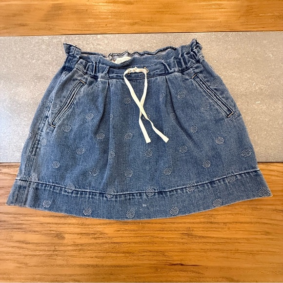 Marc by Marc Jacobs Embroidered Polka Dot Denim Paperbag Mini Skirt Size Small - Picture 2 of 9